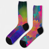 Lebhafte, farbenfrohe, lila-gelbe Fuchsie Socken (Linkes Detail)