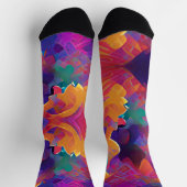 Lebhafte, farbenfrohe, lila-gelbe Fuchsie Socken (Oben)
