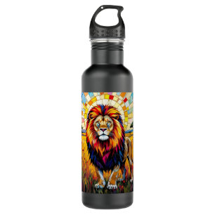 Lebhafte farbenfrohe Lion Mosaik Edelstahlflasche