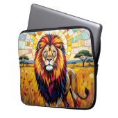 Lebhafte farbenfrohe Lion Mosaik Laptopschutzhülle (Vorderseite Links)