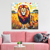 Lebhafte farbenfrohe Lion Mosaik Leinwanddruck (Insitu (Wohnzimmer))