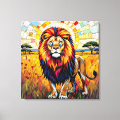 Lebhafte farbenfrohe Lion Mosaik Leinwanddruck (Vorderseite)