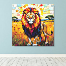 Lebhafte farbenfrohe Lion Mosaik Leinwanddruck