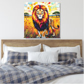 Lebhafte farbenfrohe Lion Mosaik Leinwanddruck (Insitu (Schlafzimmer))