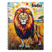 Lebhafte farbenfrohe Lion Mosaik Personalisiert Notizblock (Vorderseite)