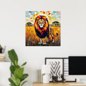 Lebhafte farbenfrohe Lion Mosaik Poster (Heimbüro)