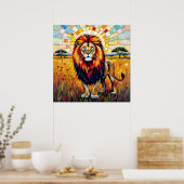 Lebhafte farbenfrohe Lion Mosaik Poster (Küche)
