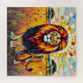 Lebhafte farbenfrohe Lion Mosaik Puzzle (Horizontal)