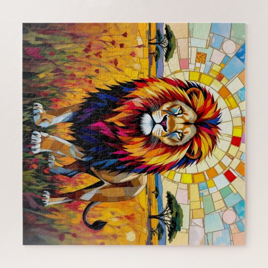 Lebhafte farbenfrohe Lion Mosaik Puzzle (Horizontal)