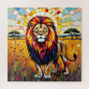 Lebhafte farbenfrohe Lion Mosaik Puzzle
