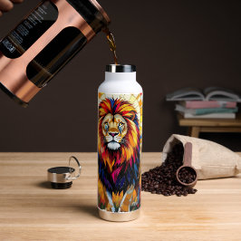 Lebhafte farbenfrohe Lion Mosaik Trinkflasche