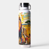 Lebhafte farbenfrohe Lion Mosaik Trinkflasche (Rückseite)
