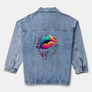 Lebhafte, farbenfrohe Lippen im Graffiti-Stil Jeansjacke