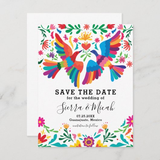 Lebhafte, farbenfrohe mexikanische Inspiriert Vöge Save The Date (Vorne/Hinten)