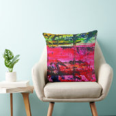 Lebhafte farbenfrohe moderne abstrakte Kunst Kissen (Stuhl )