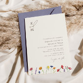 Lebhafte farbenfrohe Monogramm-Wildblume Blütenhoc Einladung