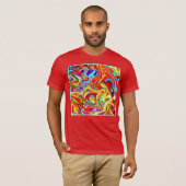Lebhafte farbenfrohe Muster T-Shirt (Vorne ganz)
