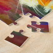 Lebhafte, farbenfrohe, orange graue Tabby Katzenma Puzzle (Seite)