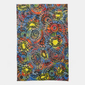 Lebhafte, farbenfrohe Oval Corals Original Abstrak Geschirrtuch (Vertikal)