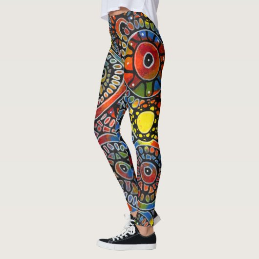 Lebhafte, farbenfrohe Oval Corals Original Abstrak Leggings (Links)
