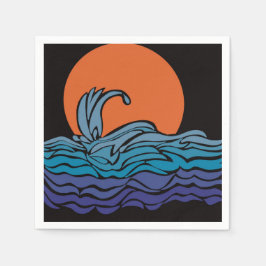 Lebhafte, farbenfrohe Ozeanwellen und Sonnenunterg Serviette