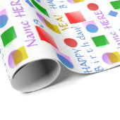 Lebhafte, farbenfrohe Personalisierte Kinder zum G Geschenkpapier (Rolleneckpunkt)