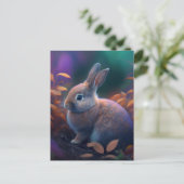 Lebhafte farbenfrohe Rabbit Postcard Postkarte (Stehend Vorderseite)