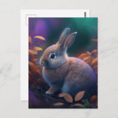 Lebhafte farbenfrohe Rabbit Postcard Postkarte (Vorne/Hinten)