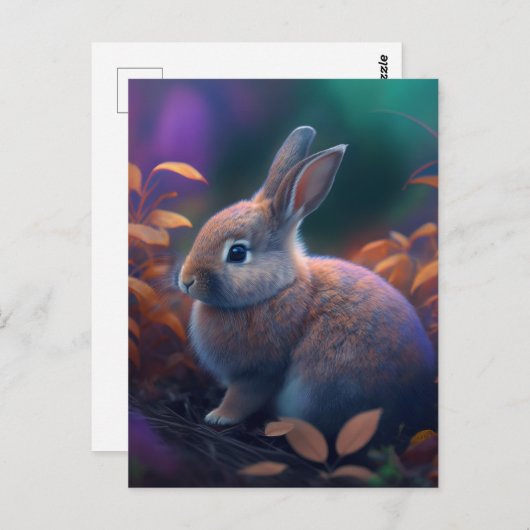 Lebhafte farbenfrohe Rabbit Postcard Postkarte (Vorne/Hinten)