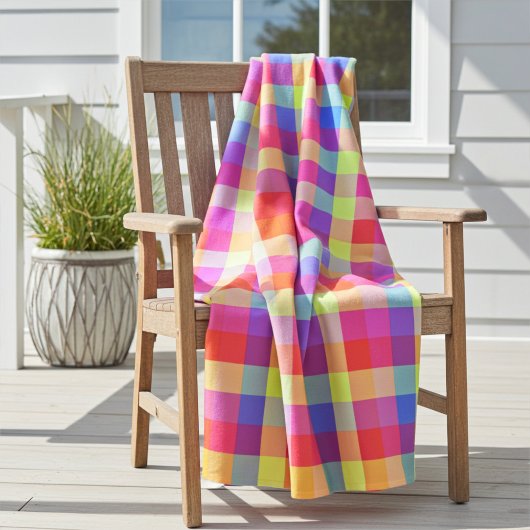 Lebhafte, farbenfrohe Rainbow-Plätze Fleecedecke