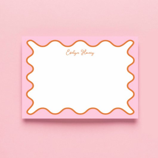 Lebhafte farbenfrohe rosa Orange Wavy Zigzag Borde Notizblock