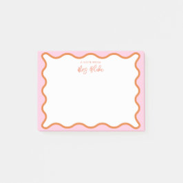 Lebhafte farbenfrohe rosa Orange Wavy Zigzag Borde Post-it Klebezettel