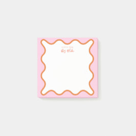 Lebhafte farbenfrohe rosa Orange Wavy Zigzag Borde Post-it Klebezettel