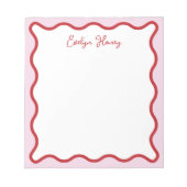 Lebhafte farbenfrohe rosa rote Wavy Zigzag Border Notizblock (Vorderseite)