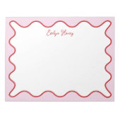 Lebhafte farbenfrohe rosa rote Wavy Zigzag Border Notizblock (Vorderseite)