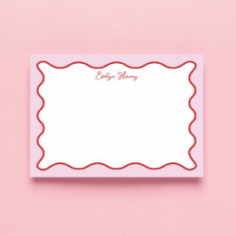 Lebhafte farbenfrohe rosa rote Wavy Zigzag Border Notizblock