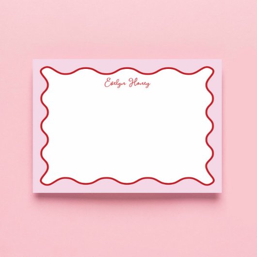 Lebhafte farbenfrohe rosa rote Wavy Zigzag Border Notizblock