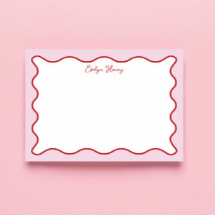 Lebhafte farbenfrohe rosa rote Wavy Zigzag Border Notizblock