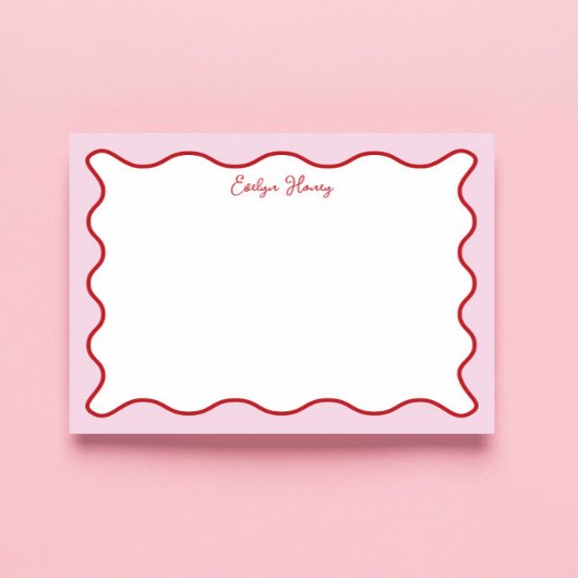 Lebhafte farbenfrohe rosa rote Wavy Zigzag Border Notizblock