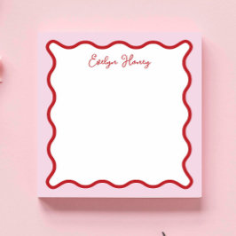 Lebhafte farbenfrohe rosa rote Wavy Zigzag Border Notizblock