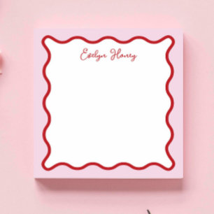 Lebhafte farbenfrohe rosa rote Wavy Zigzag Border Notizblock