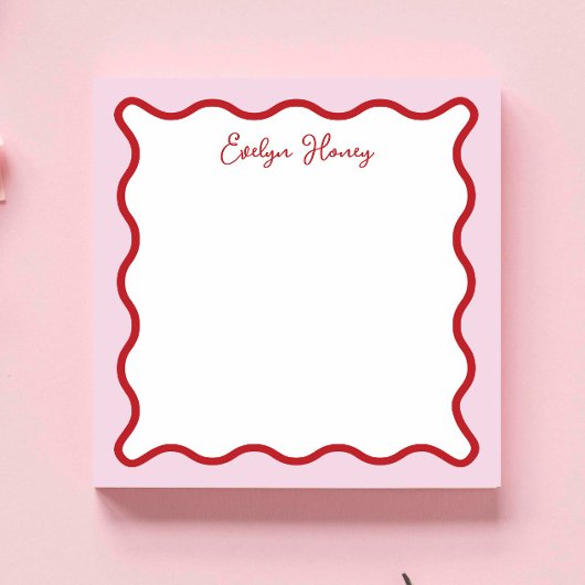 Lebhafte farbenfrohe rosa rote Wavy Zigzag Border Notizblock