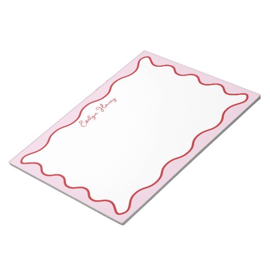 Lebhafte farbenfrohe rosa rote Wavy Zigzag Border Notizblock (angewinkelt)