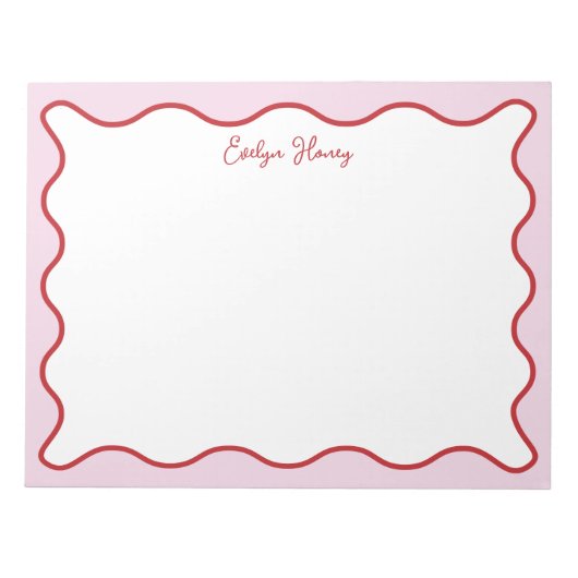 Lebhafte farbenfrohe rosa rote Wavy Zigzag Border Notizblock (Vorderseite)