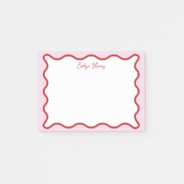 Lebhafte farbenfrohe rosa rote Wavy Zigzag Border Post-it Klebezettel