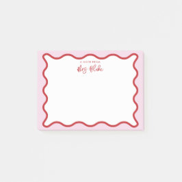Lebhafte farbenfrohe rosa rote Wavy Zigzag Border Post-it Klebezettel