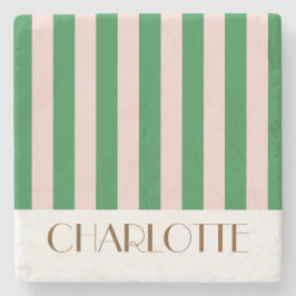 Lebhafte farbenfrohe Streifen Grüne trendige Hochz Steinuntersetzer