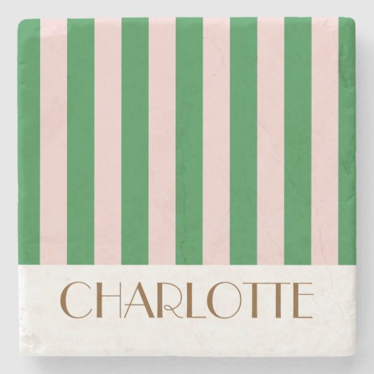 Lebhafte farbenfrohe Streifen Grüne trendige Hochz Steinuntersetzer (Vorderseite)