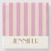 Lebhafte farbenfrohe Streifen lila trendige Hochze Steinuntersetzer (Vorderseite)