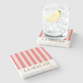 Lebhafte farbenfrohe Streifen pink trendige Hochze Steinuntersetzer (Seitenansicht)